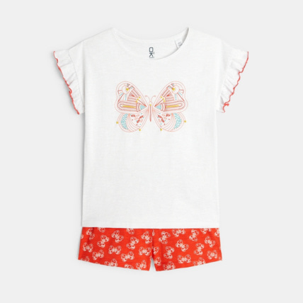 Avis Pyjama short en jersey motif papillon blanc fille OKAIDI 1