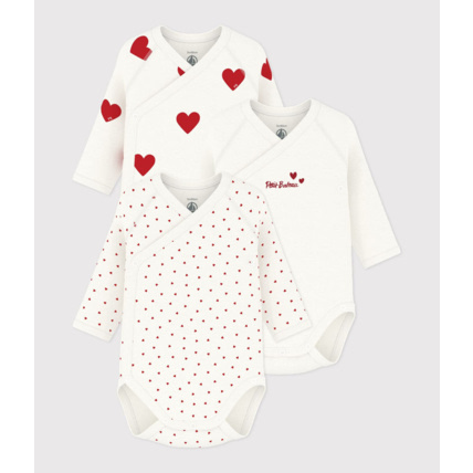 Avis Lot de 3 bodies croisés cœur manches longues bébé Petit Bateau 1