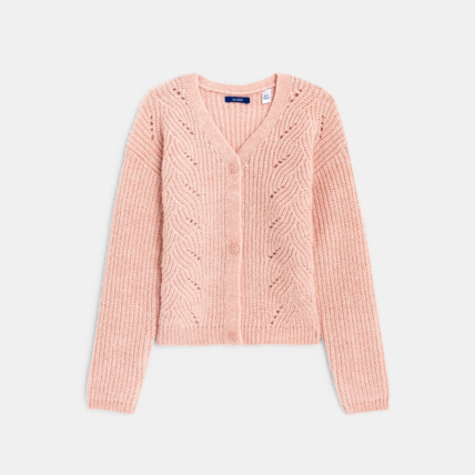 Gilet torsade col V rose fille OKAIDI Comparateur Avis Prix