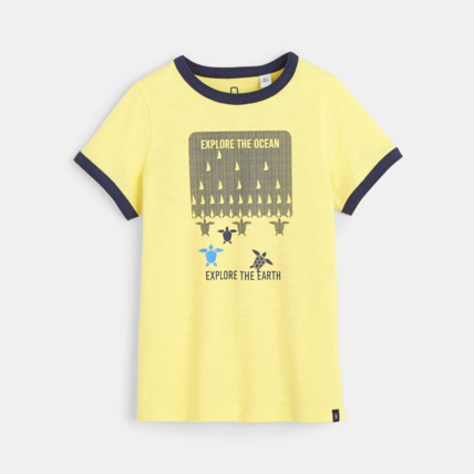 Avis T-shirt manches courtes jaune garçon OKAIDI 1