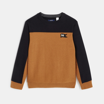 Avis Pull colorblock en tricot orange garçon OKAIDI 1