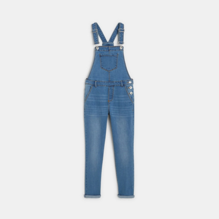 Avis Salopette en jean délavé et extensible bleue fille OKAIDI 2