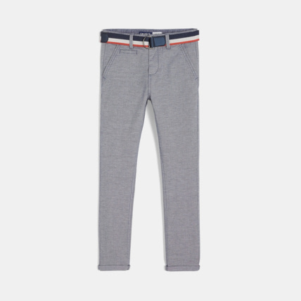 Avis Pantalon en toile stretch + ceinture turquoise garçon OKAIDI 1