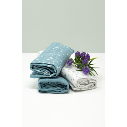 Avis Lot de 3 langes 100% Coton Bio motifs étoiles KADOLIS 1