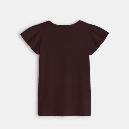Avis T-shirt à manches courtes volantées noir fille OKAIDI 4