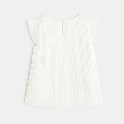 Avis Blouse plissée petits pois brillants blanche fille OKAIDI 3