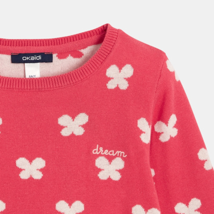 Avis Pull en maille motif fleur rose fille OKAIDI 3