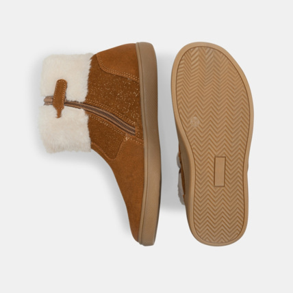 Avis Boots croûte de cuir irisée col fourré beige fille OKAIDI 4