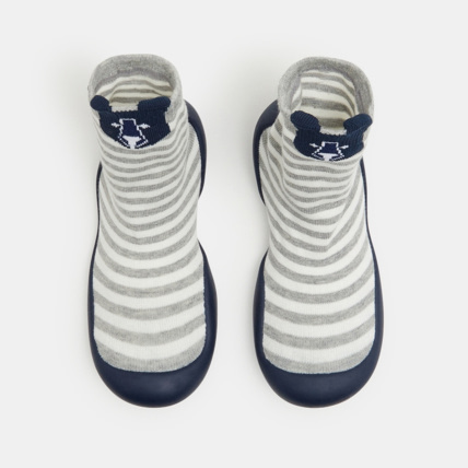 Avis Chaussons chaussettes rayées ours grises garçon OKAIDI 2