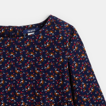 Avis Robe évasée en velours côtelé motif fleuri rose fille OKAIDI 3