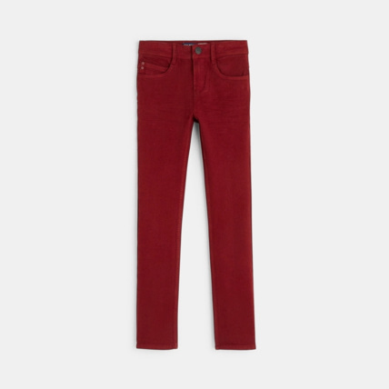Avis Pantalon skinny en toile bi-stretch rouge garçon OKAIDI 1