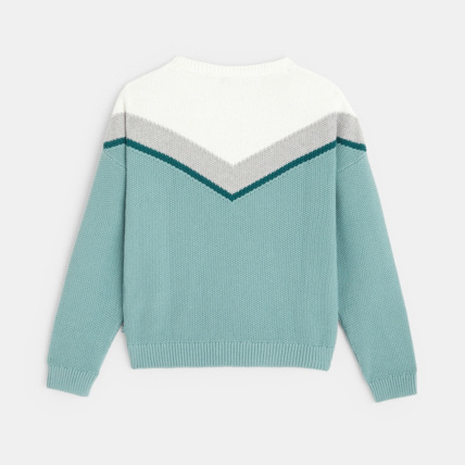 Avis Pull jacquard col rond vert fille OKAIDI 3