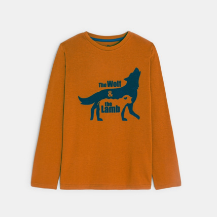 Avis T-shirt manches longues thème fables orange garçon OKAIDI 1