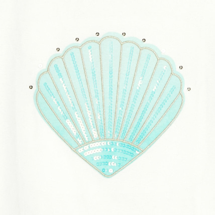 Avis T-shirt sequins et coquillage blanc fille OKAIDI 2