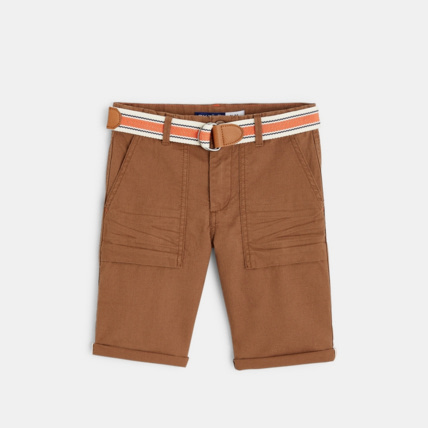 Avis Bermuda slim en toile + ceinture marron garçon OKAIDI 1