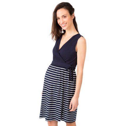 Avis Robe de grossesse sans manches à rayures style marin Prémaman 1