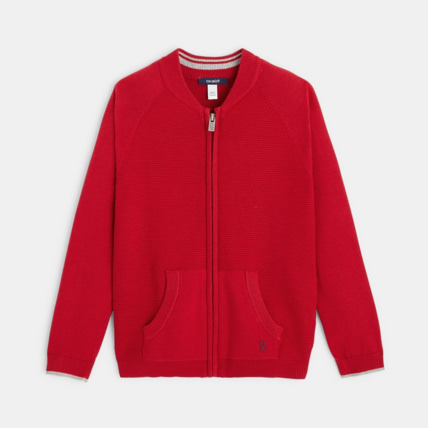 Avis Gilet teddy zippé en maille fine rouge garçon OKAIDI 1