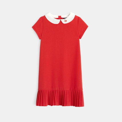 Robe col claudine rouge outlet