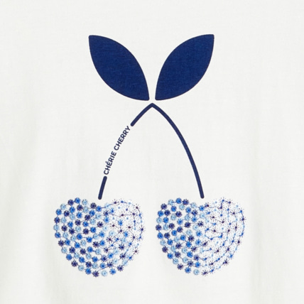 Avis T-shirt à sequins motif cerise bleu fille OKAIDI 2