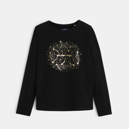 Avis T-shirt à motif pailleté You are Magic noir fille OKAIDI 1