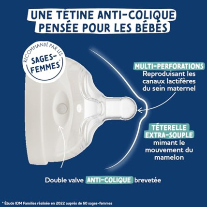 Avis Biberon avec tétine multi-perforée anti-coliques DODIE 2