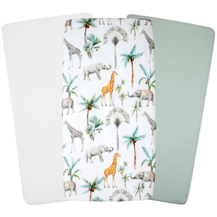 Avis Lot de 3 draps housse berceau en coton Safari Sevira Kids 1