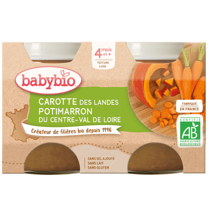 Avis Pots Carotte des Landes Potimarron du Centre-Val de Loire 130 g dès 4 mois Babybio 1