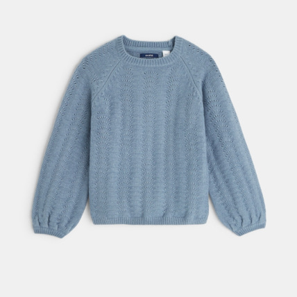 Avis Pull ajouré à manches bouffantes bleu fille OKAIDI 2