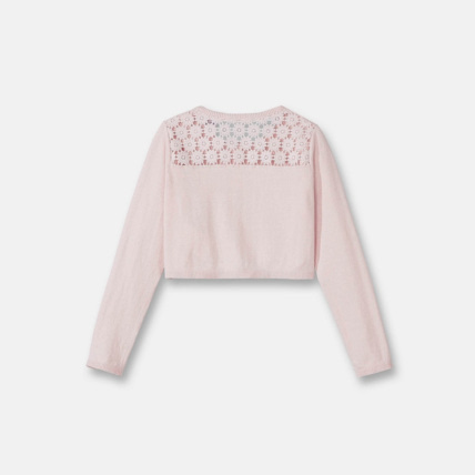 Avis Gilet boléro détail crochet rose fille OKAIDI 2