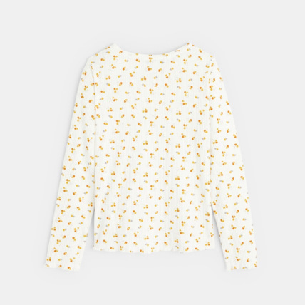 Avis T-shirt en jersey côtelé imprimé jaune fille OKAIDI 4