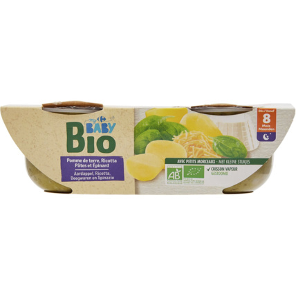 Avis Plat bébé bio - Pomme de terre, ricotta, pâtes et épinard MY CARREFOUR BABY 1