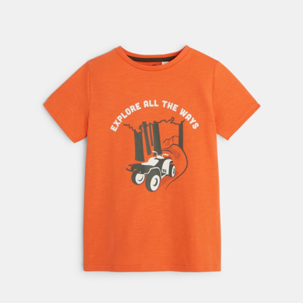 Avis T-shirt à message "Explore all the ways" orange garçon OKAIDI 1