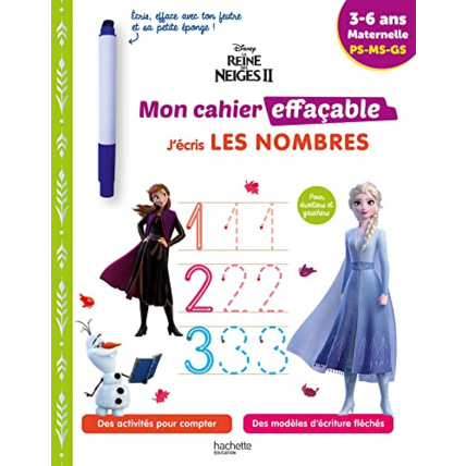 Avis Disney - Reine des neiges 2 - Mon cahier effaçable - J'écris les nombres (3-6 ans) Hachette Éducation 1