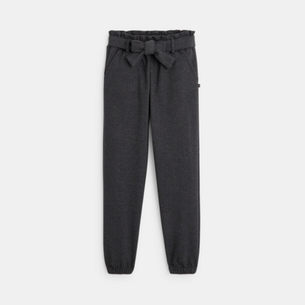 Avis Pantalon paper bag ceinturé gris fille OKAIDI 1