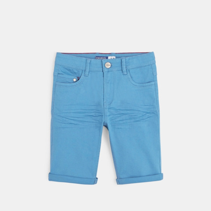 Avis Bermuda slim en toile hyper-stretch bleu garçon OKAIDI 1