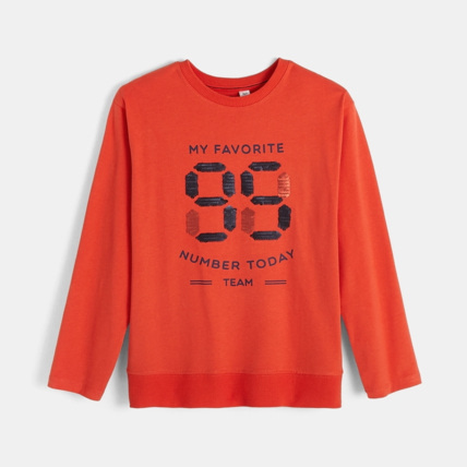 Avis T-shirt à sequins magiques orange garçon OKAIDI 1