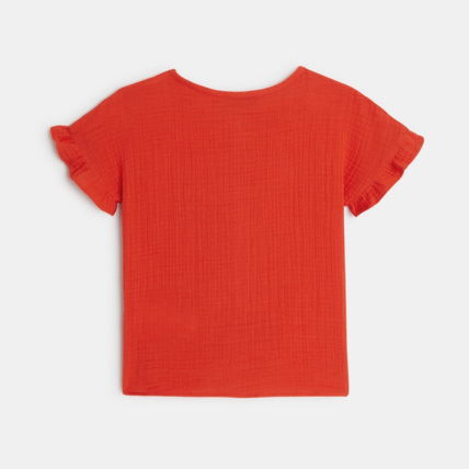 Avis Blouse en gaze de coton unie rouge fille OKAIDI 3