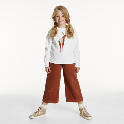 Pantalon large et court en velours c tel marron fille OKAIDI
