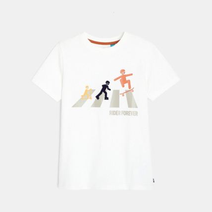 Avis T-shirt à message en coton biologique beige garçon OKAIDI 1