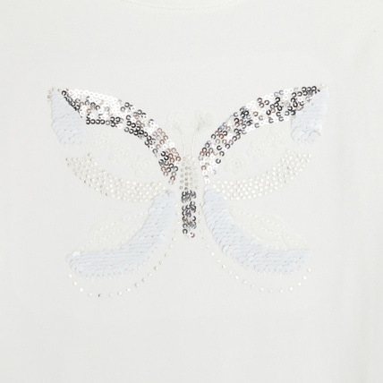 Avis T-shirt à motif Papillon brodé de sequins blanc fille OKAIDI 2