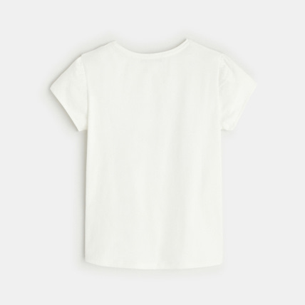 Avis T-shirt col rond à motif brodé blanc fille OKAIDI 4