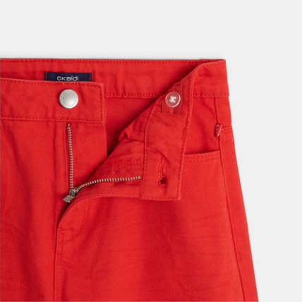 Avis Pantalon large en toile unie rouge fille OKAIDI 3