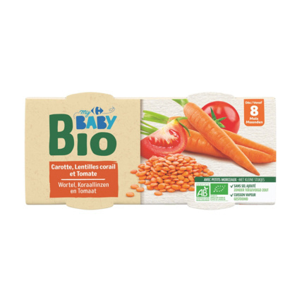 Avis Plat bébé bio - Carotte, lentilles corail et tomate MY CARREFOUR BABY 1