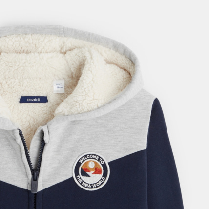 Avis Sweat-shirt zippé doublé en moumoute bleu garçon OKAIDI 2