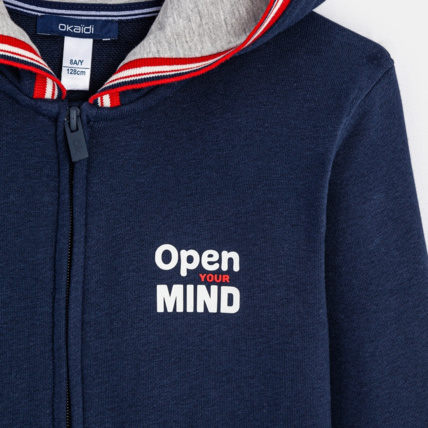 Avis Sweat-shirt à capuche "open mind" bleu garçon OKAIDI 3