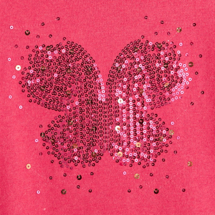 Avis Pull fin avec motif papillon en sequins rose fille OKAIDI 3
