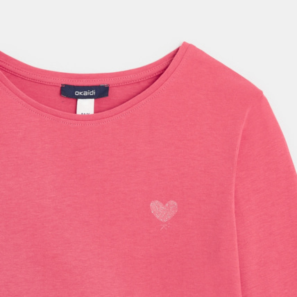 Avis T-shirt basique motif cœur rose fille OKAIDI 3