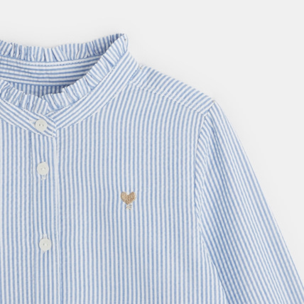 Avis Chemise frou-frou rayée et broderie cœur bleue fille OKAIDI 3