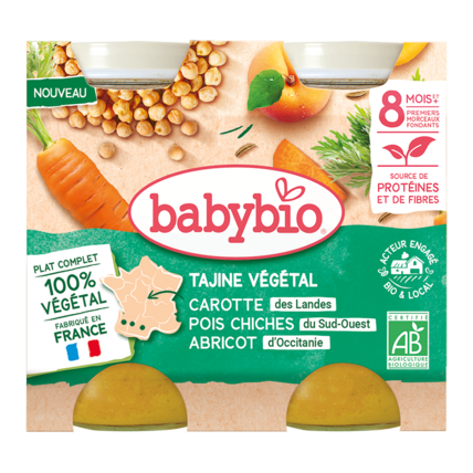 Avis Tajine végétal - Carotte des Landes, Pois Chiches du Sud-Ouest, Abricot d'Occitanie Babybio 1