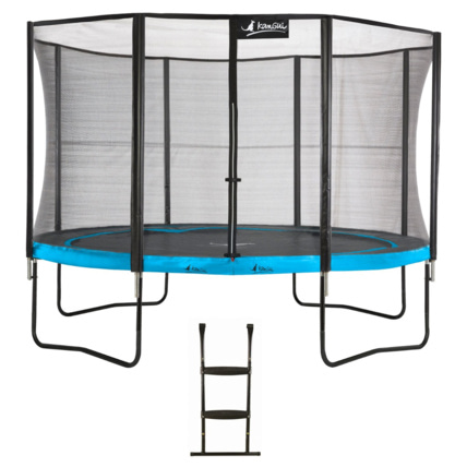 Avis Trampoline de jardin rond 430 cm + filet de sécurité + échelle PUNCHI Kangui 1